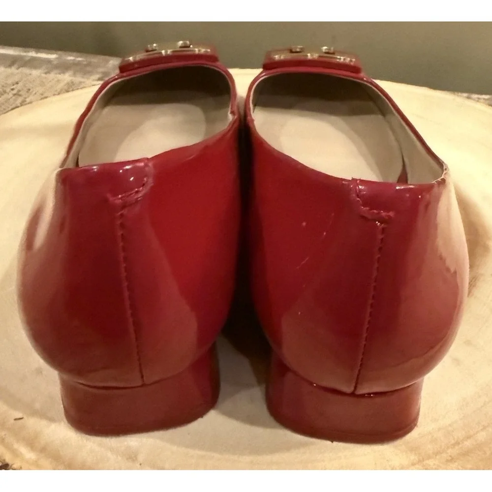 Tory Burch Gigi Women's Red Patent Leather Block Heel Pumps Size 8.5! $285‎